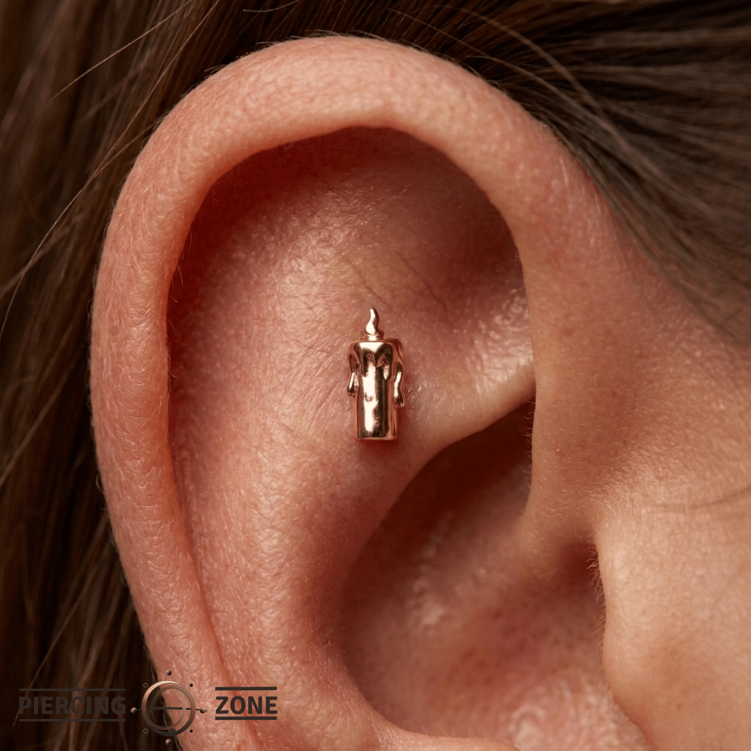 Burning Candle - 18K Gold Threadless/Threaded End - piercing-zone.com
