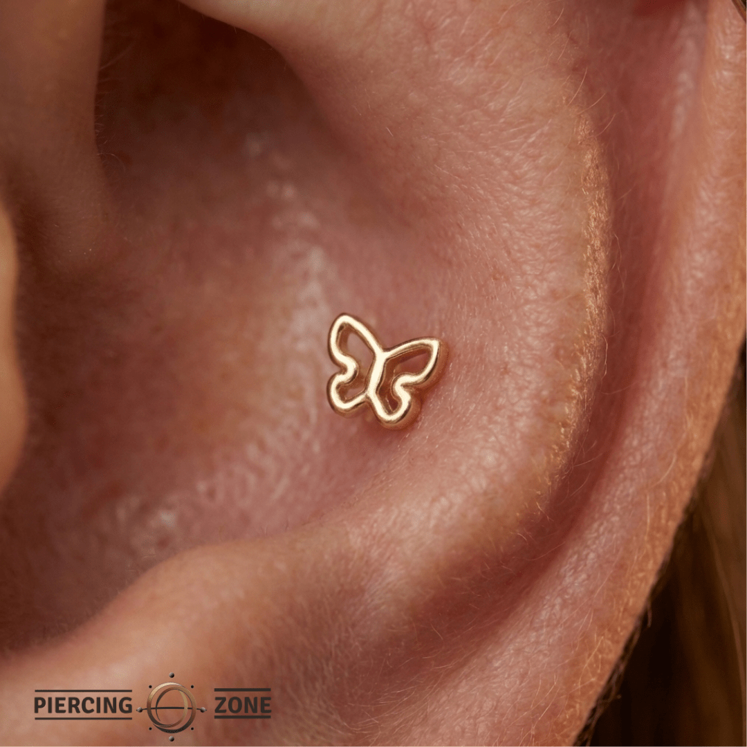 Butterfly – 14K Gold Threadless/Threaded End - piercing - zone.com