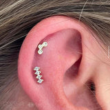 Buzzin' – Honeycomb CZ Curve – 14K Gold Threadless End - piercing - zone.com