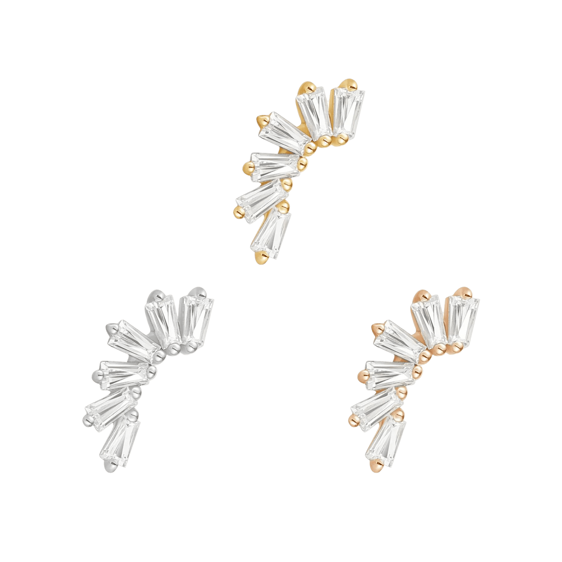 Six Sparkling Swarovski CZs with Solid 14k Gold - Threadless End piercing-zone.com