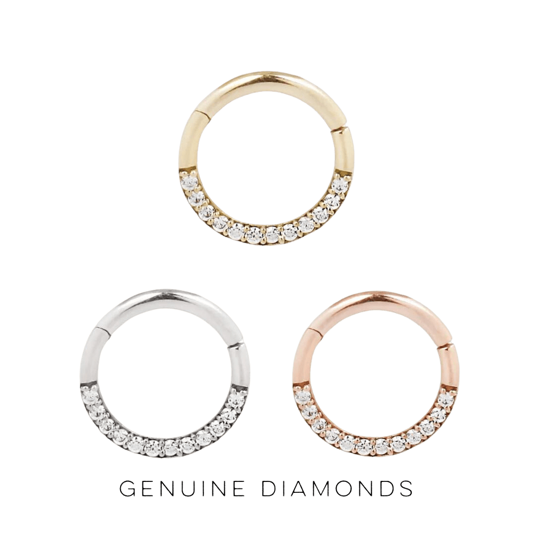 DIA - GENUINE DIAMOND SET SOLID 14KT GOLD CLICKER piercing-zone.com
