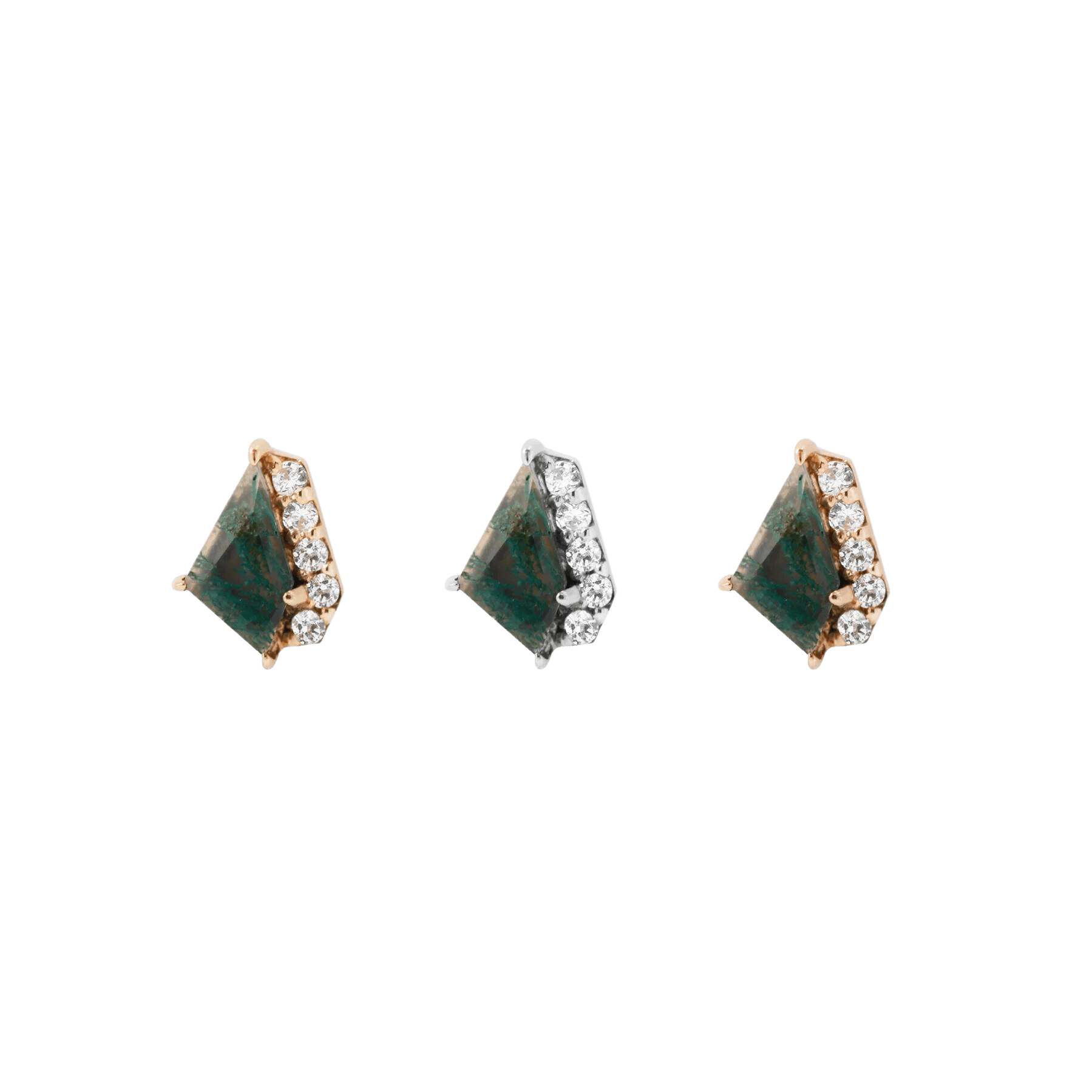 ELEVATE - MOSS AGATE + CZ - THREADLESS END piercing-zone.com