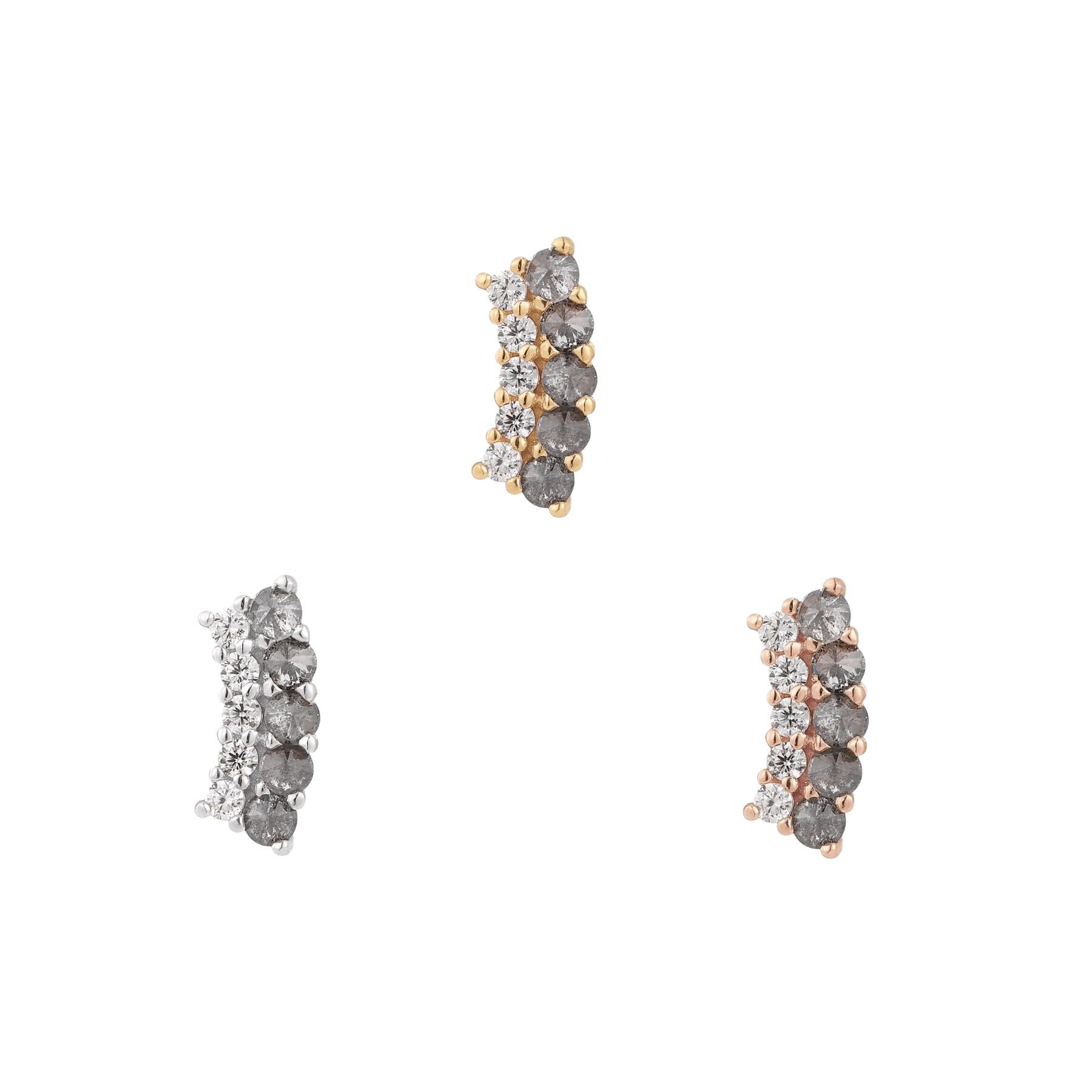 Whisper + Shout – 14K Gold Grey Diamond & CZ Threadless End
