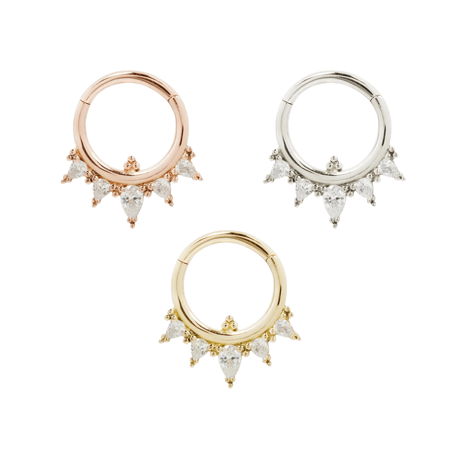 TAJA - CZ - SOLID 14KT GOLD CLICKER piercing-zone.com