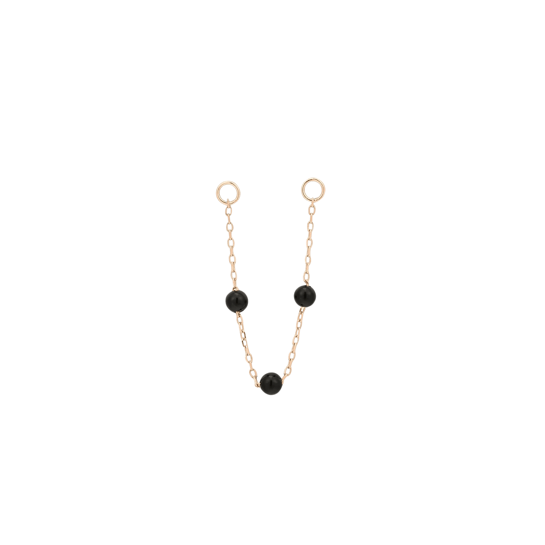 3 BEAD BLACK AGATE CHAIN - SOLID 14KT GOLD piercing-zone.com