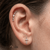 Cable Curved Chain Stud – 14K Gold Threadless/Threaded End - piercing - zone.com