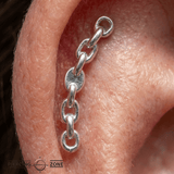 Cable Curved Chain Stud – 14K Gold Threadless/Threaded End - piercing - zone.com