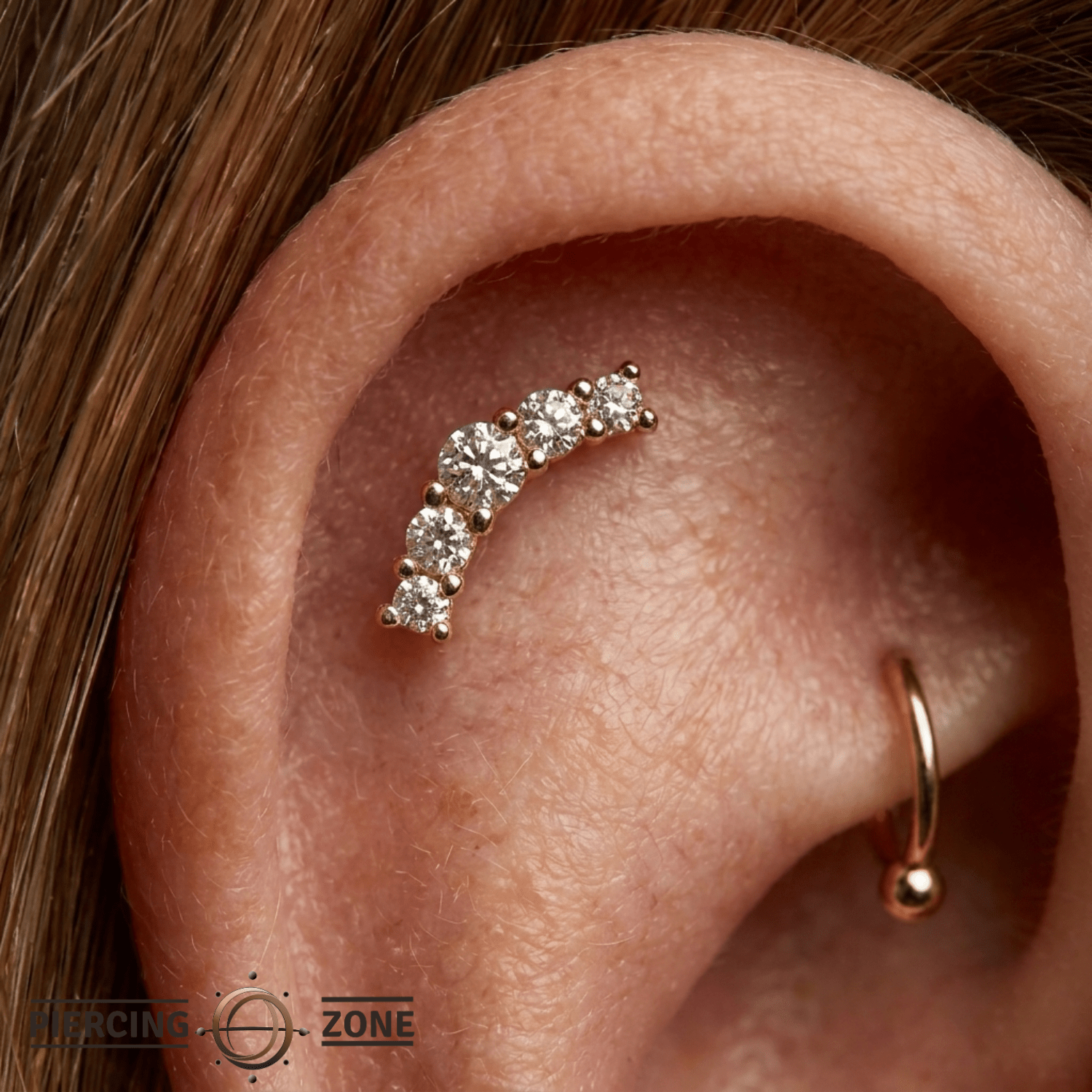 Cabo - 14K Gold Graduating Arc Threadless/Threaded End - piercing - zone.com