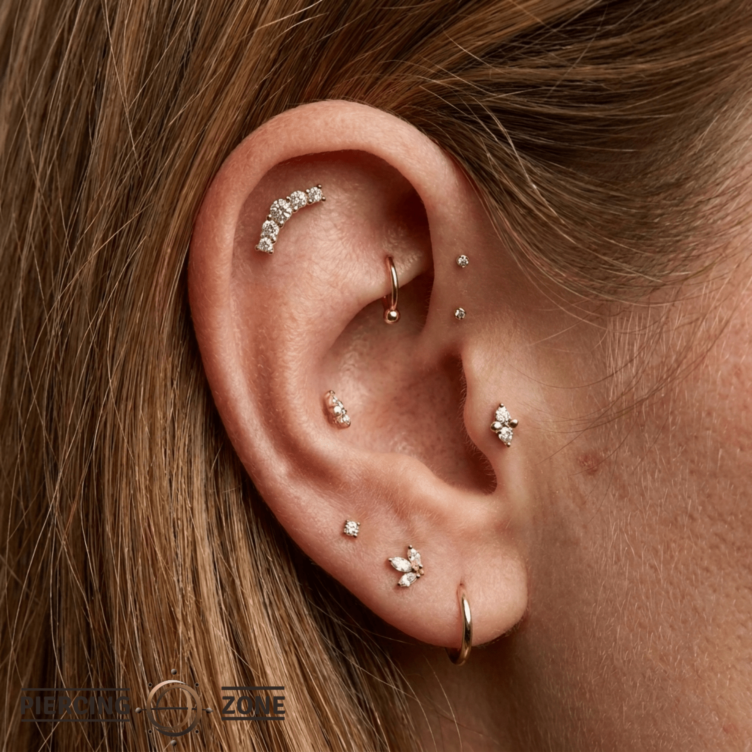Cabo - 14K Gold Graduating Arc Threadless/Threaded End - piercing - zone.com