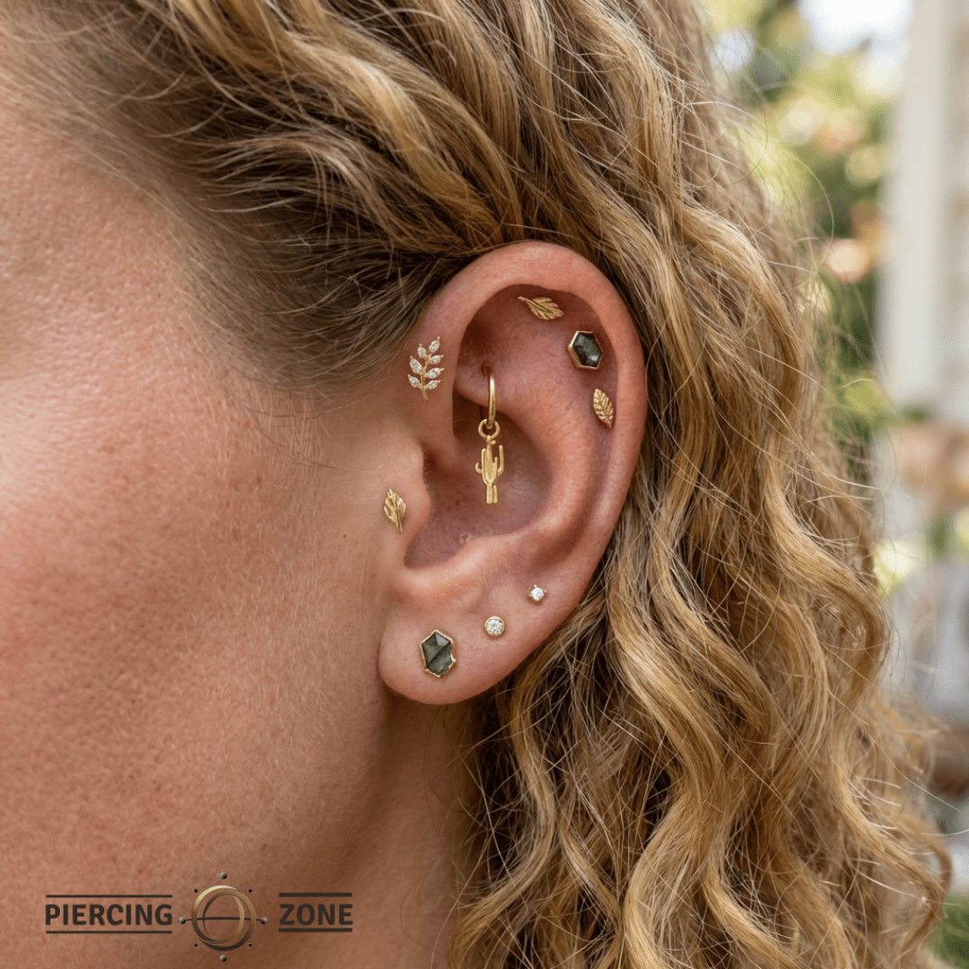Cactus – 14K & 18K Gold Charm - piercing - zone.com