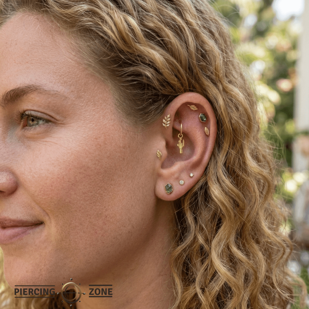 Cactus – 14K & 18K Gold Charm - piercing - zone.com