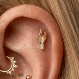 Cactus – 14K Gold Threadless/Threaded End - piercing - zone.com