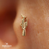 Cactus – 14K Gold Threadless/Threaded End - piercing - zone.com