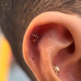 Cadence – Carnelian Heart with CZ – 14K Gold Threadless End - piercing - zone.com