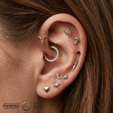 Caduceus - 14K Gold Threadless/Threaded End - piercing - zone.com