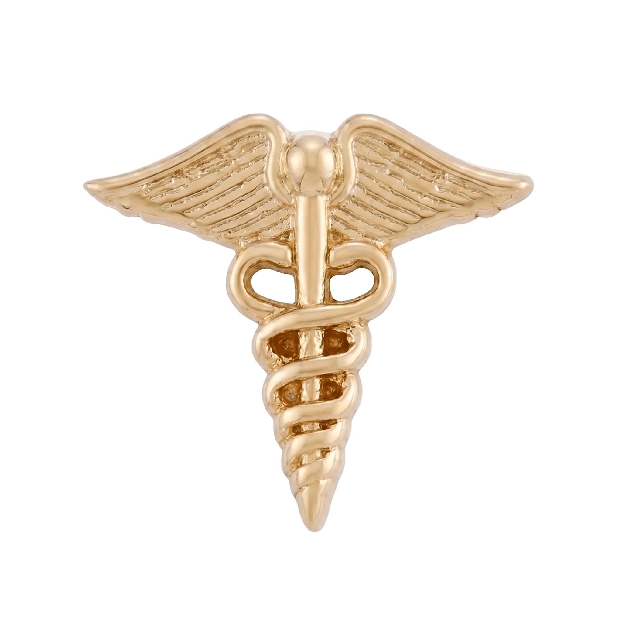 Caduceus - 14K Gold Threadless/Threaded End - piercing - zone.com