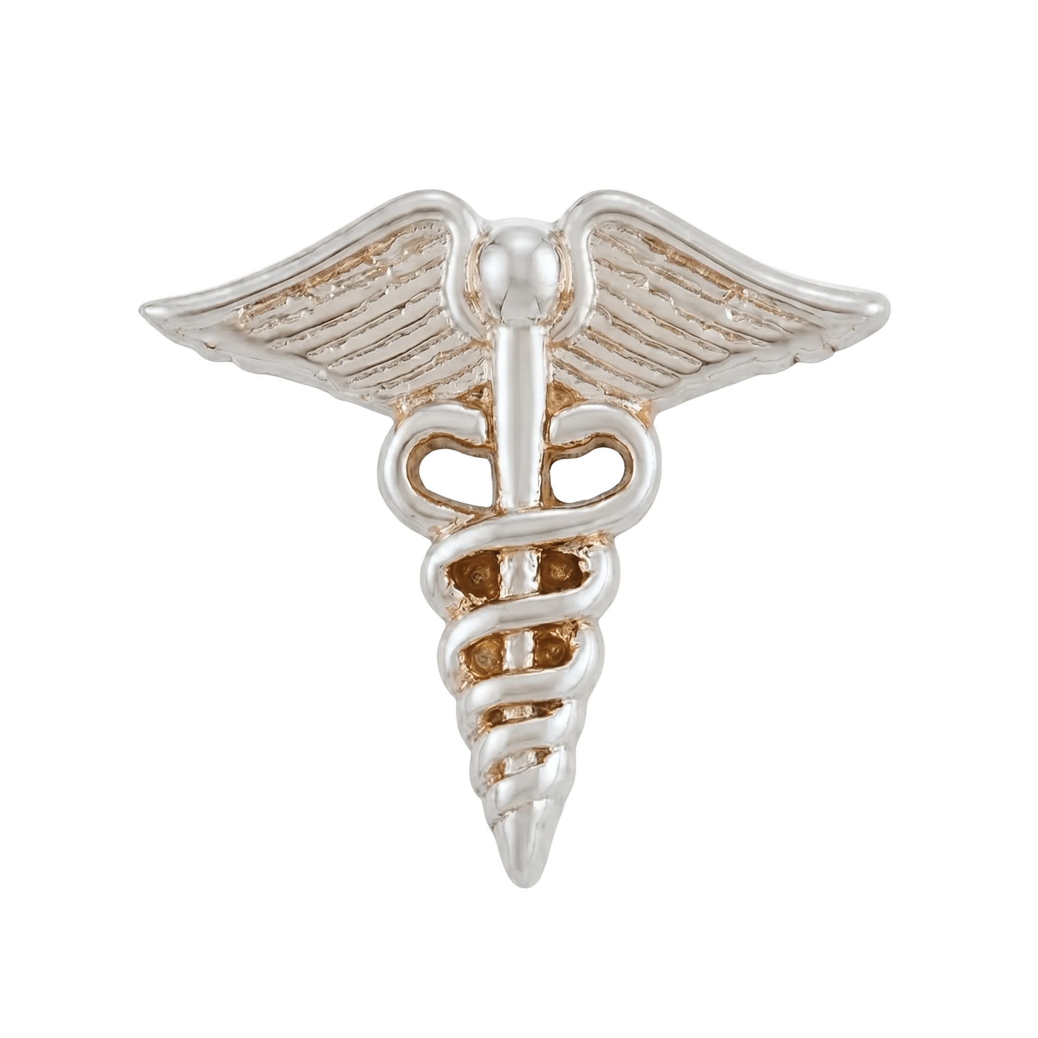 Caduceus - 14K Gold Threadless/Threaded End - piercing - zone.com