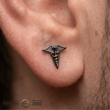Caduceus - 14K Gold Threadless/Threaded End - piercing - zone.com
