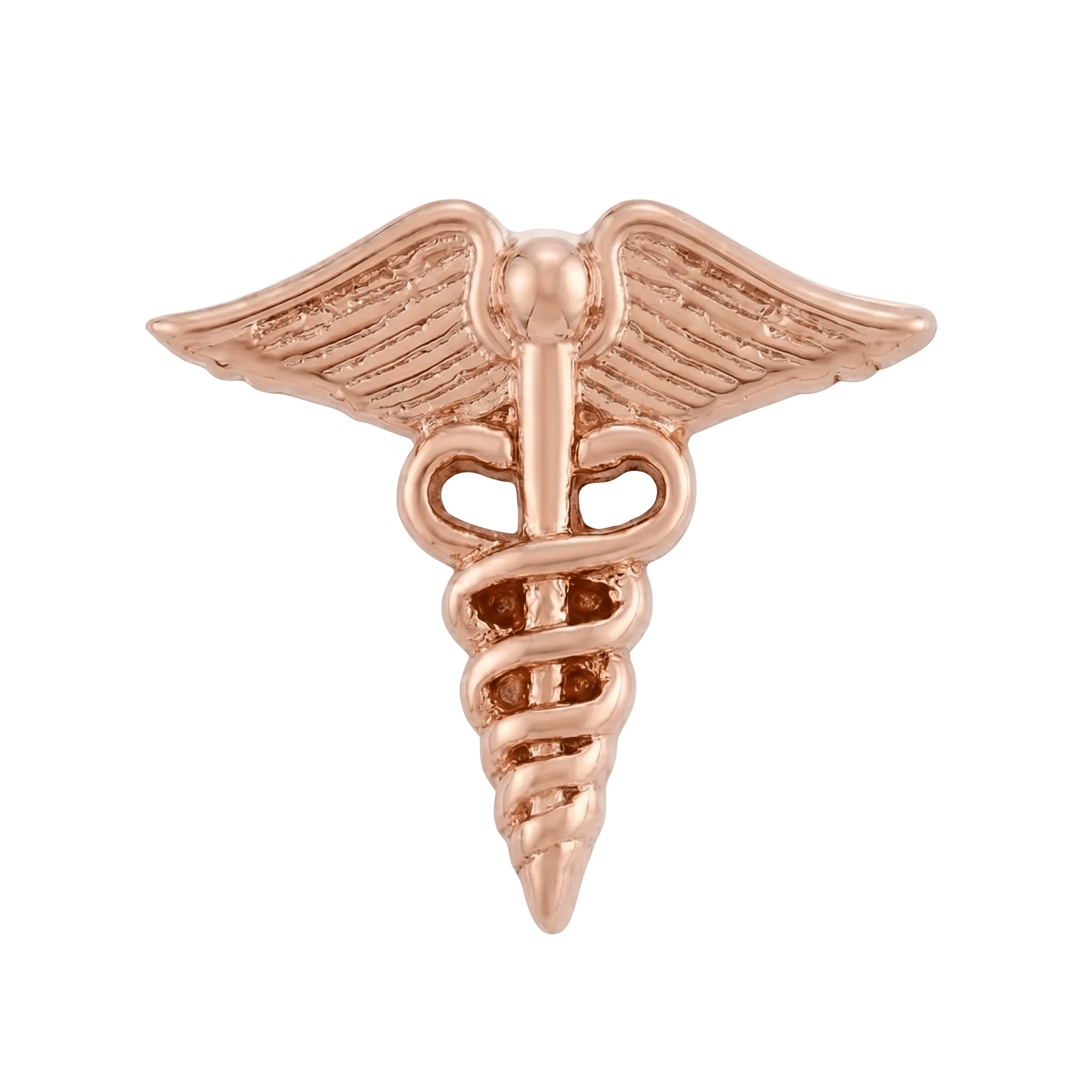 Caduceus - 14K Gold Threadless/Threaded End - piercing - zone.com