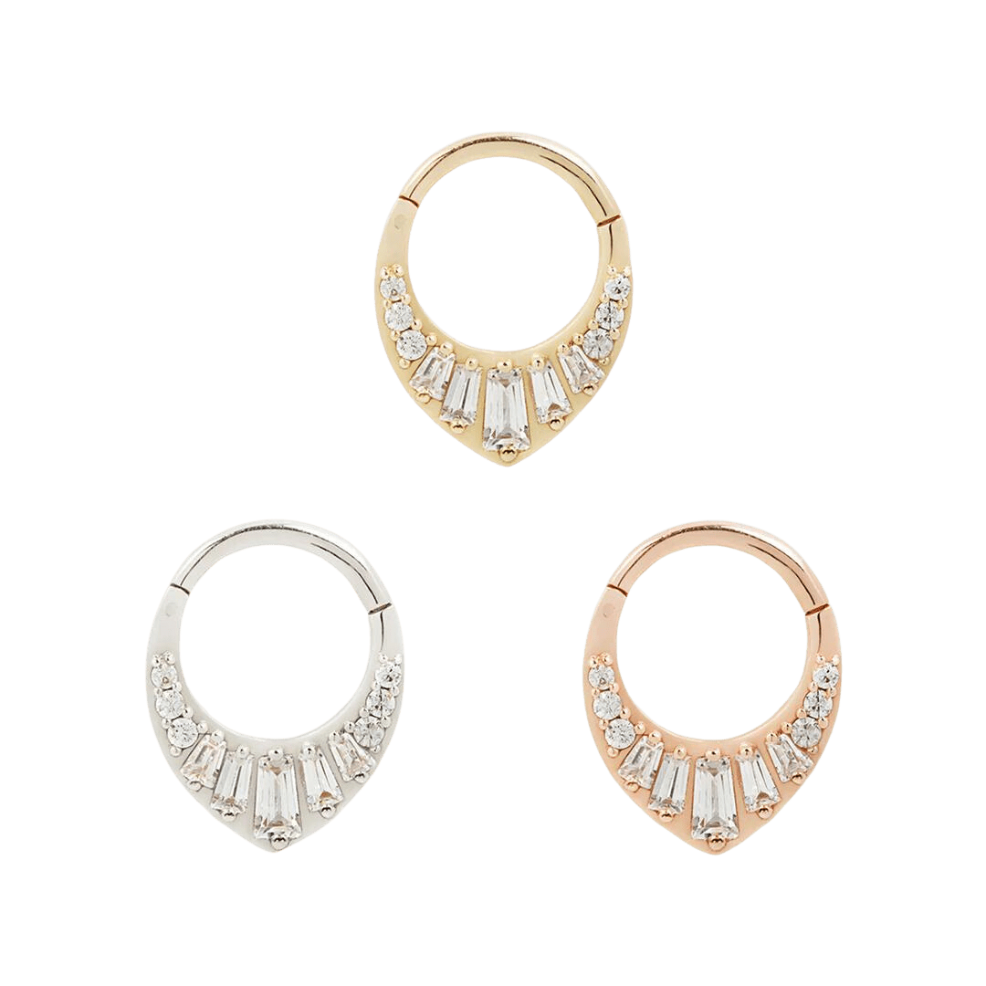 PRISM - CZ - SOLID 14KT GOLD CLICKER piercing-zone.com