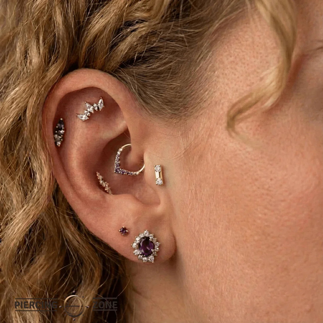 Carlina – 14K/18K Gold Dual Gem Threadless End - piercing - zone.com