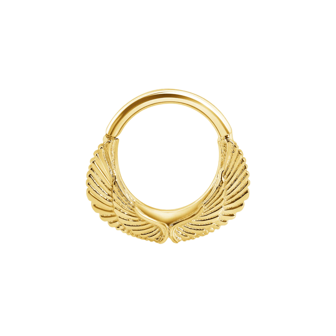 Castiel Seamless Ring – 14K Gold Cup & Divot Design - piercing - zone.com