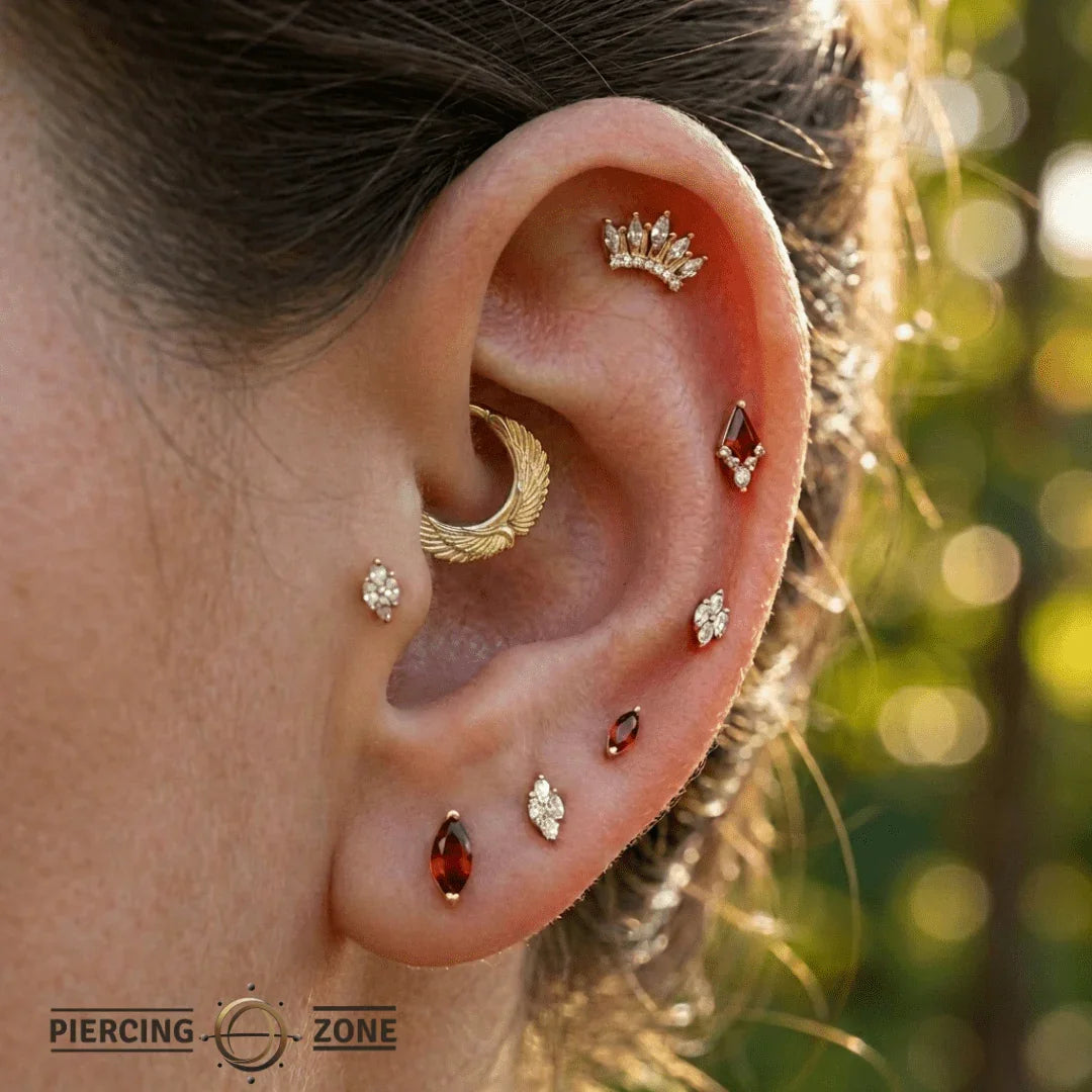 Castiel Seamless Ring – 14K Gold Cup & Divot Design - piercing - zone.com