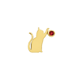 Cat Laser – Garnet CZ – 14K Gold Threadless End - piercing - zone.com