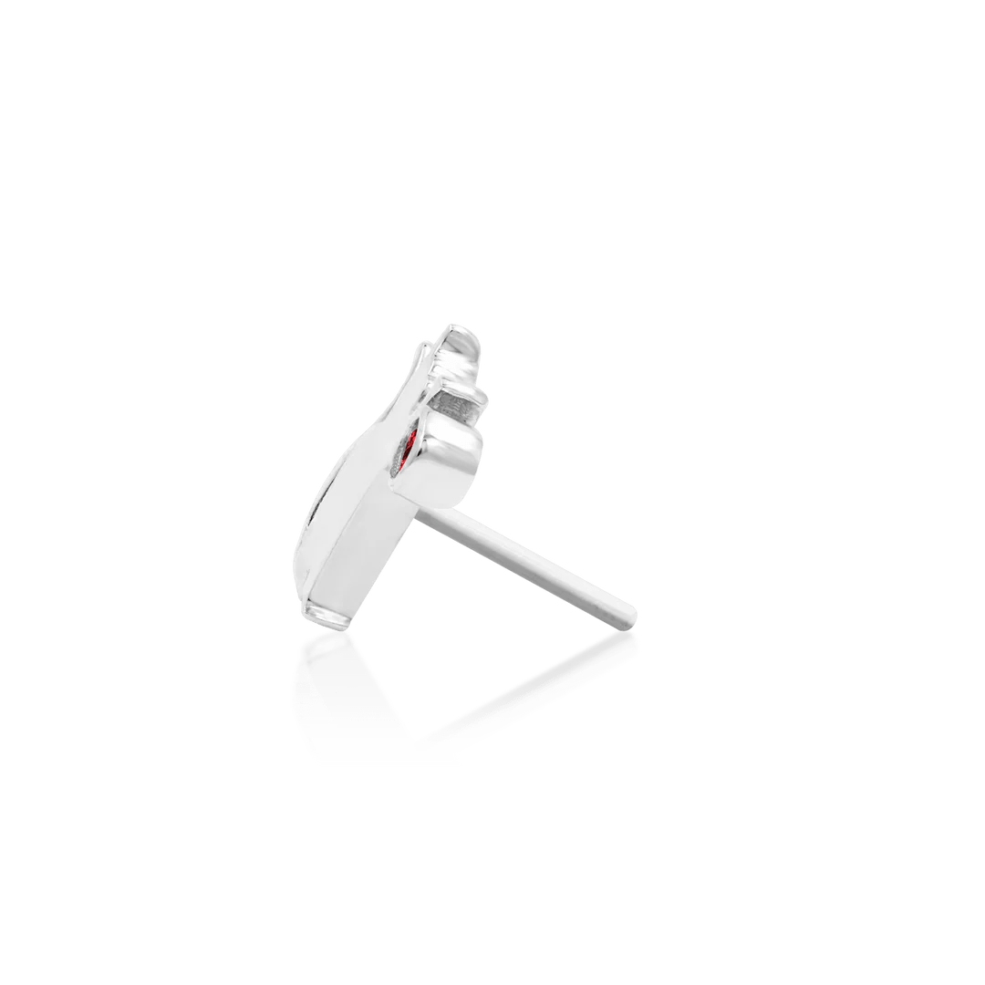 Cat Laser – Garnet CZ – 14K Gold Threadless End - piercing - zone.com