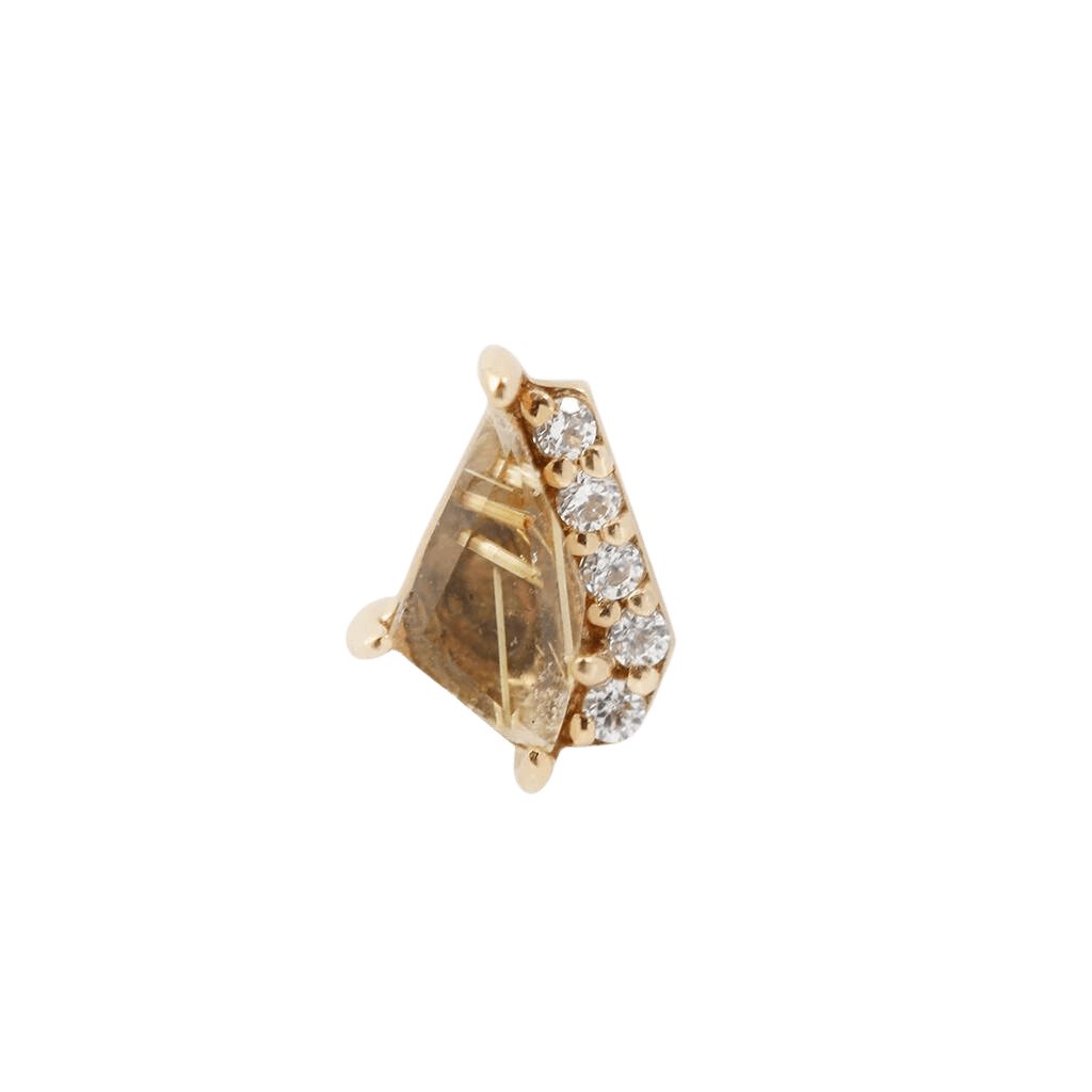 ELEVATE - RUTILATED QUARTZ + CZ - THREADLESS END piercing-zone.com
