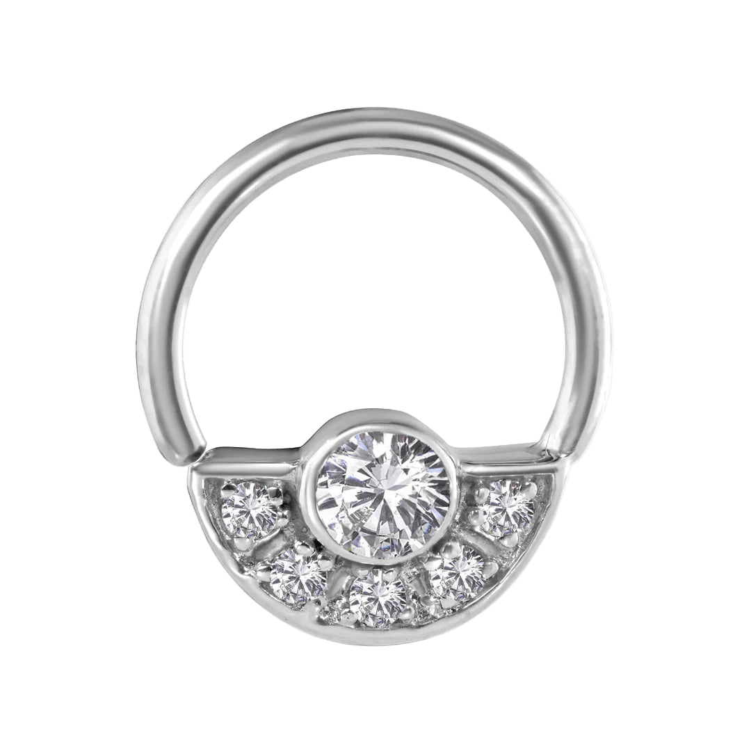 Cecilia Seamless Ring – 14K Gold Multi - Gem Round Design - piercing - zone.com