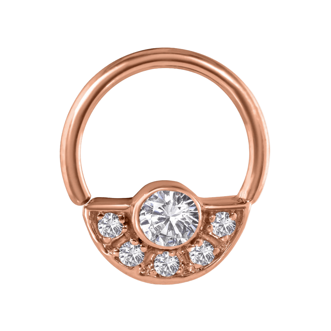 Cecilia Seamless Ring – 14K Gold Multi - Gem Round Design - piercing - zone.com