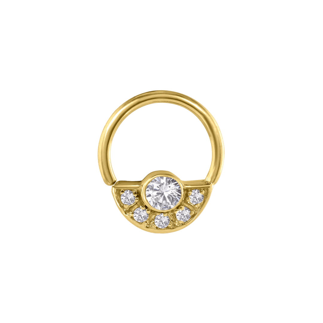 Cecilia Seamless Ring – 14K Gold Multi - Gem Round Design - piercing - zone.com