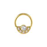 Cecilia Seamless Ring – 14K Gold Multi - Gem Round Design - piercing - zone.com