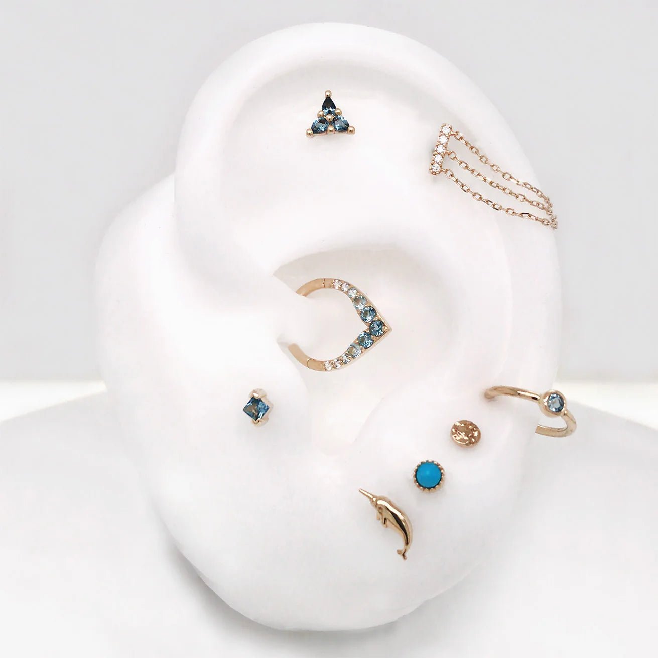 Celestial – 14K Gold London Blue Topaz Threadless End - piercing - zone.com
