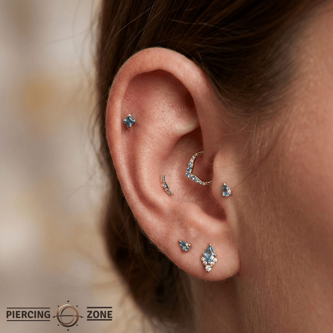 Celestial – London Blue Topaz – 14K Gold Threadless End - piercing - zone.com