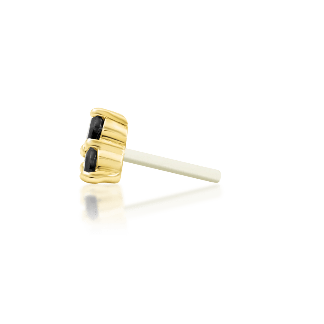 Celia – Black CZ Beaded Trio – 14K Gold Threadless End - piercing - zone.com