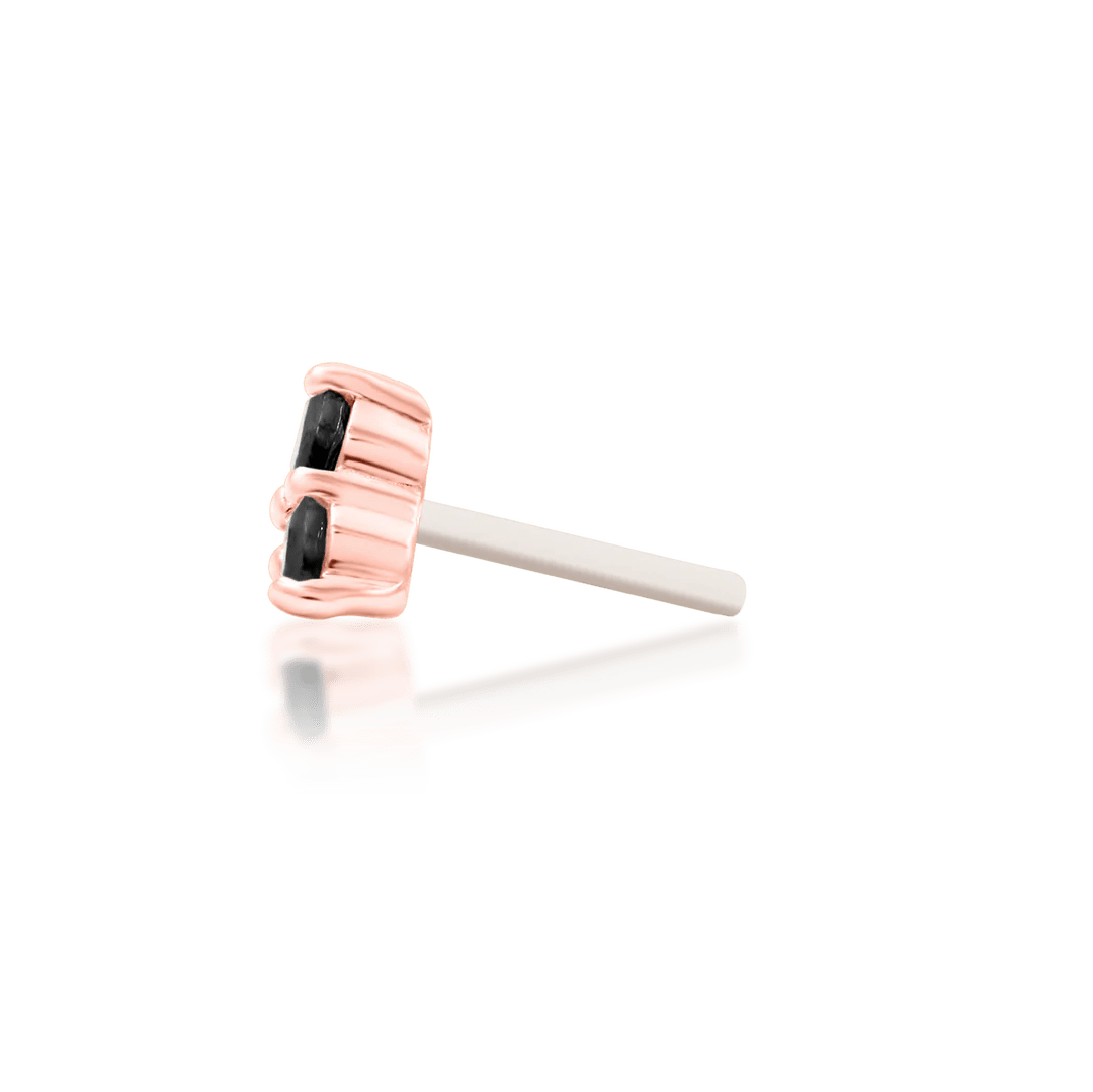 Celia – Black CZ Beaded Trio – 14K Gold Threadless End - piercing - zone.com