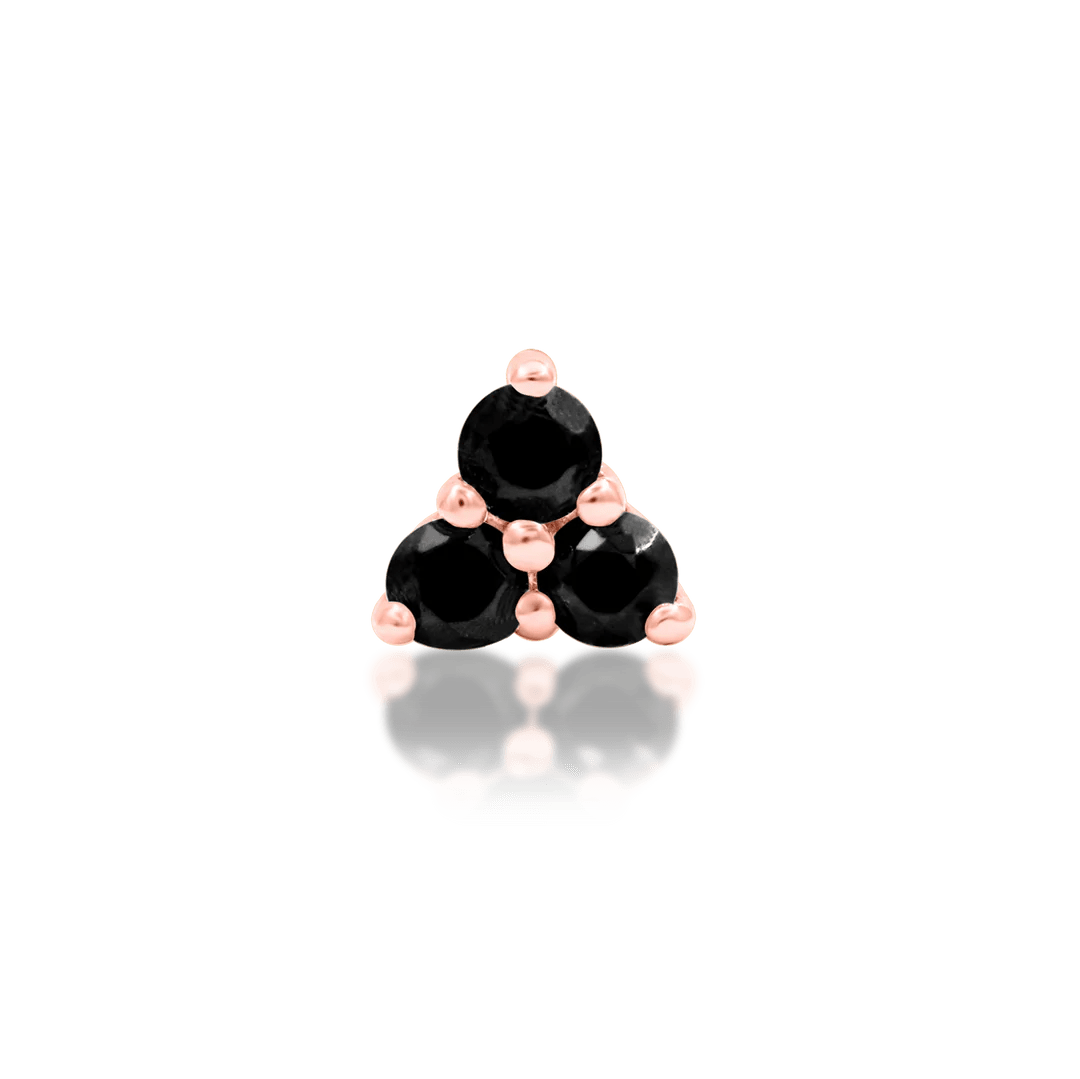 Celia – Black CZ Beaded Trio – 14K Gold Threadless End - piercing - zone.com