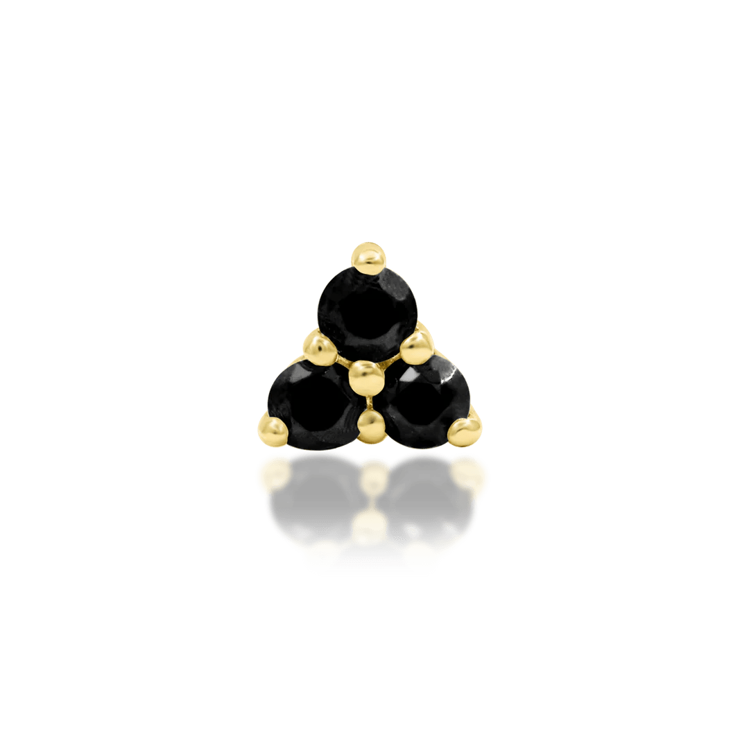 Celia – Black CZ Beaded Trio – 14K Gold Threadless End - piercing - zone.com