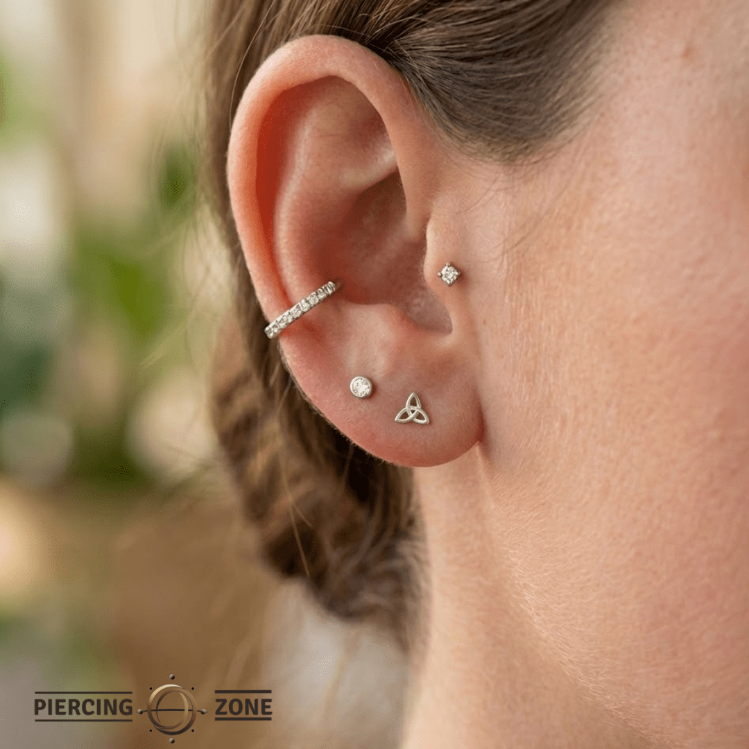 Celtic Trinity – 14K Gold Threadless & Threaded End - piercing - zone.com