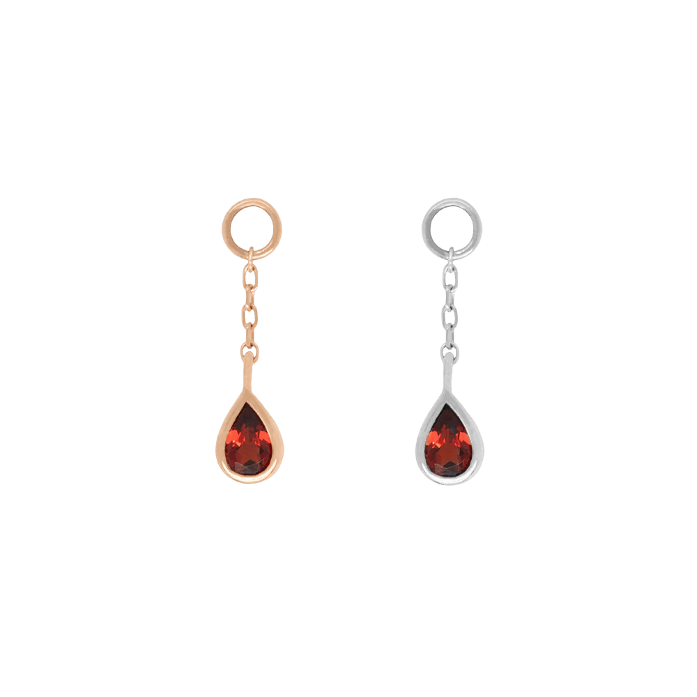 Concorde Garnet & Chain Charm – 14K Gold for Seam Rings & Ends