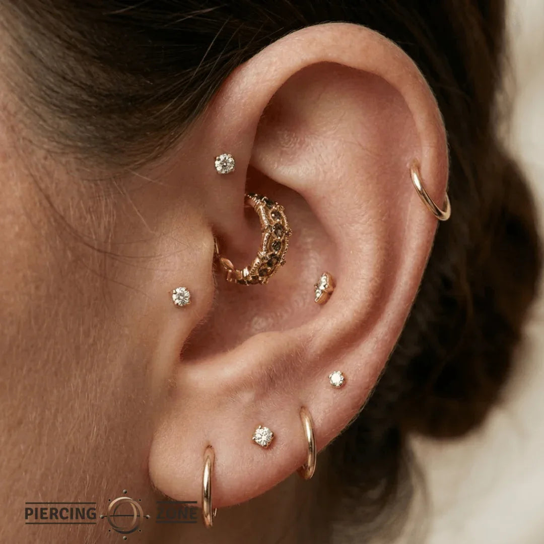 Chaaya Clicker with 2mm & 1mm Gemstones – 14K & 18K Gold - piercing - zone.com