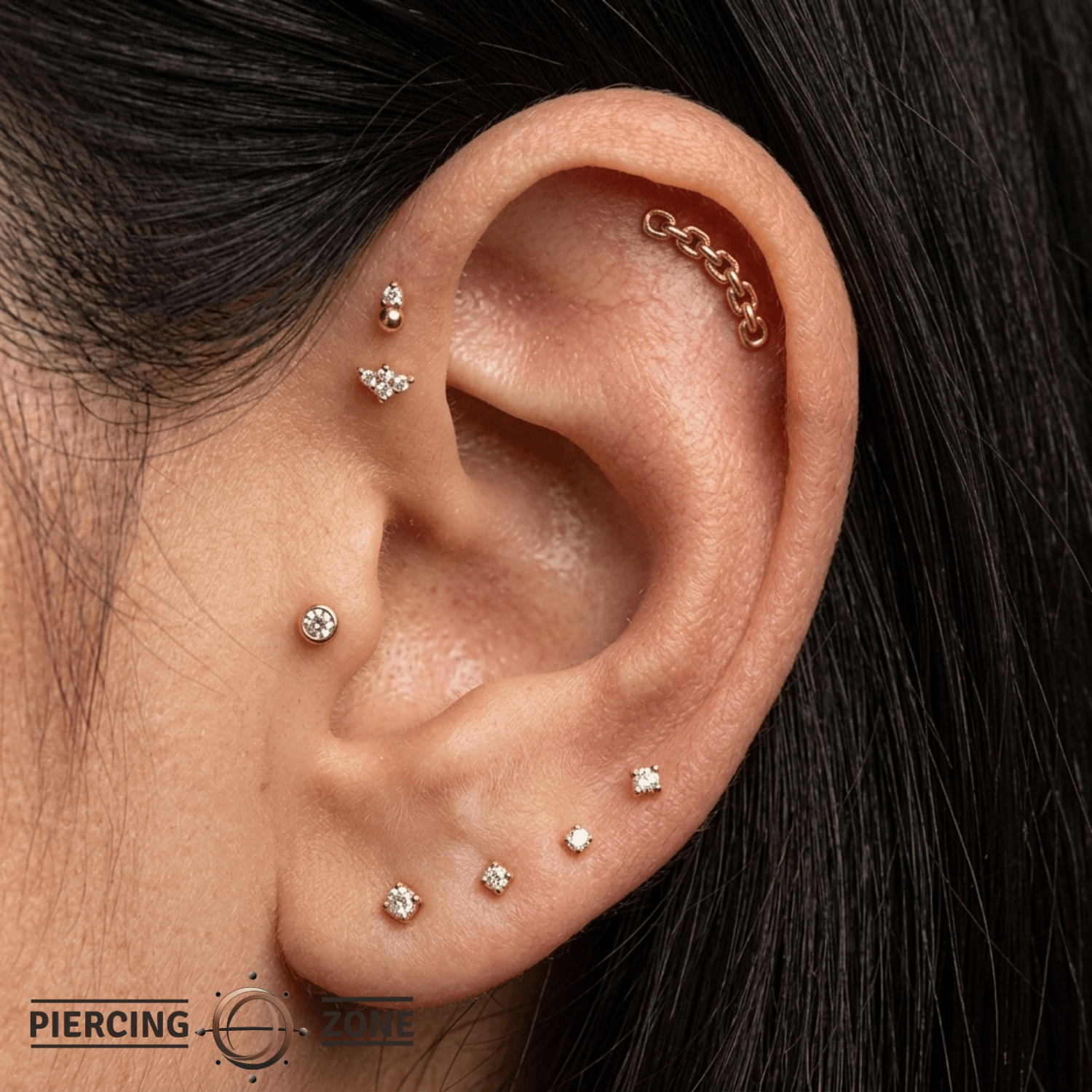 Chain Link – 14K Gold Elongated Threadless Pin - piercing - zone.com