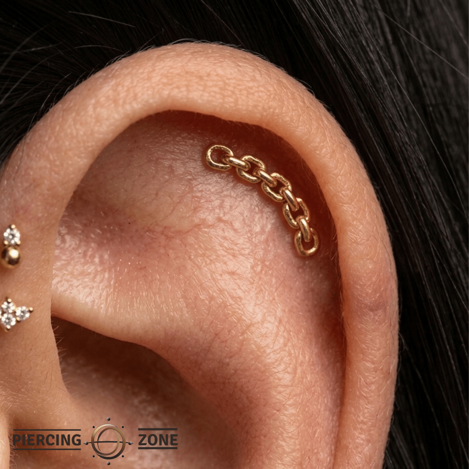 Chain Link – 14K Gold Elongated Threadless Pin - piercing - zone.com