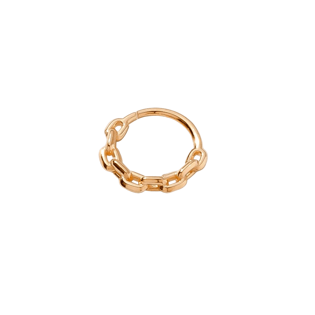 Chain Link Continuous Ring - 14K Gold Seamless Ring - piercing - zone.com