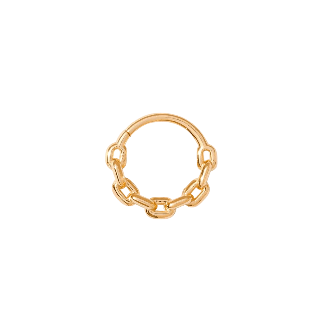 Chain Link Continuous Ring - 14K Gold Seamless Ring - piercing - zone.com