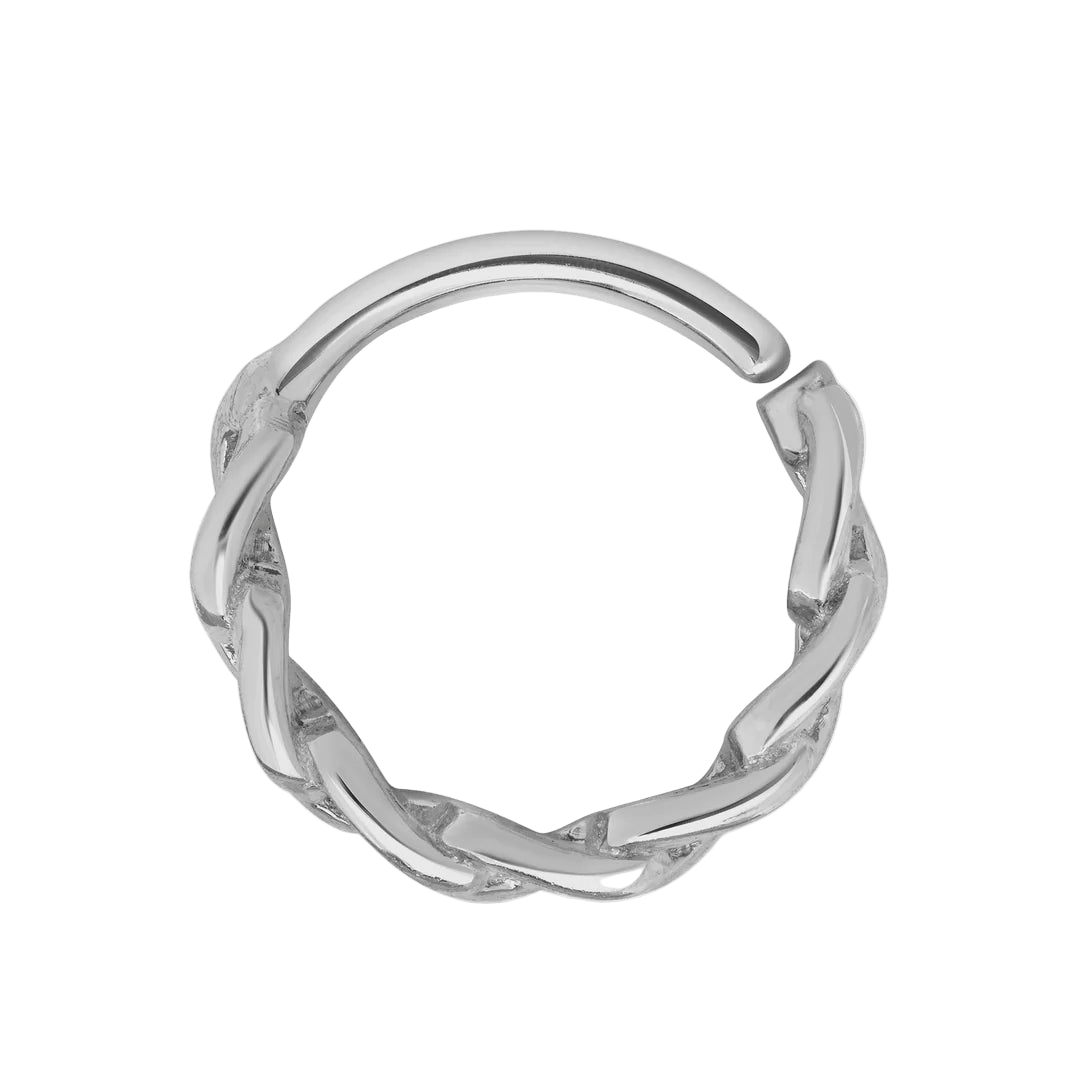 Chain Link Seamless Ring – 14K Gold Cup & Divot Design - piercing - zone.com