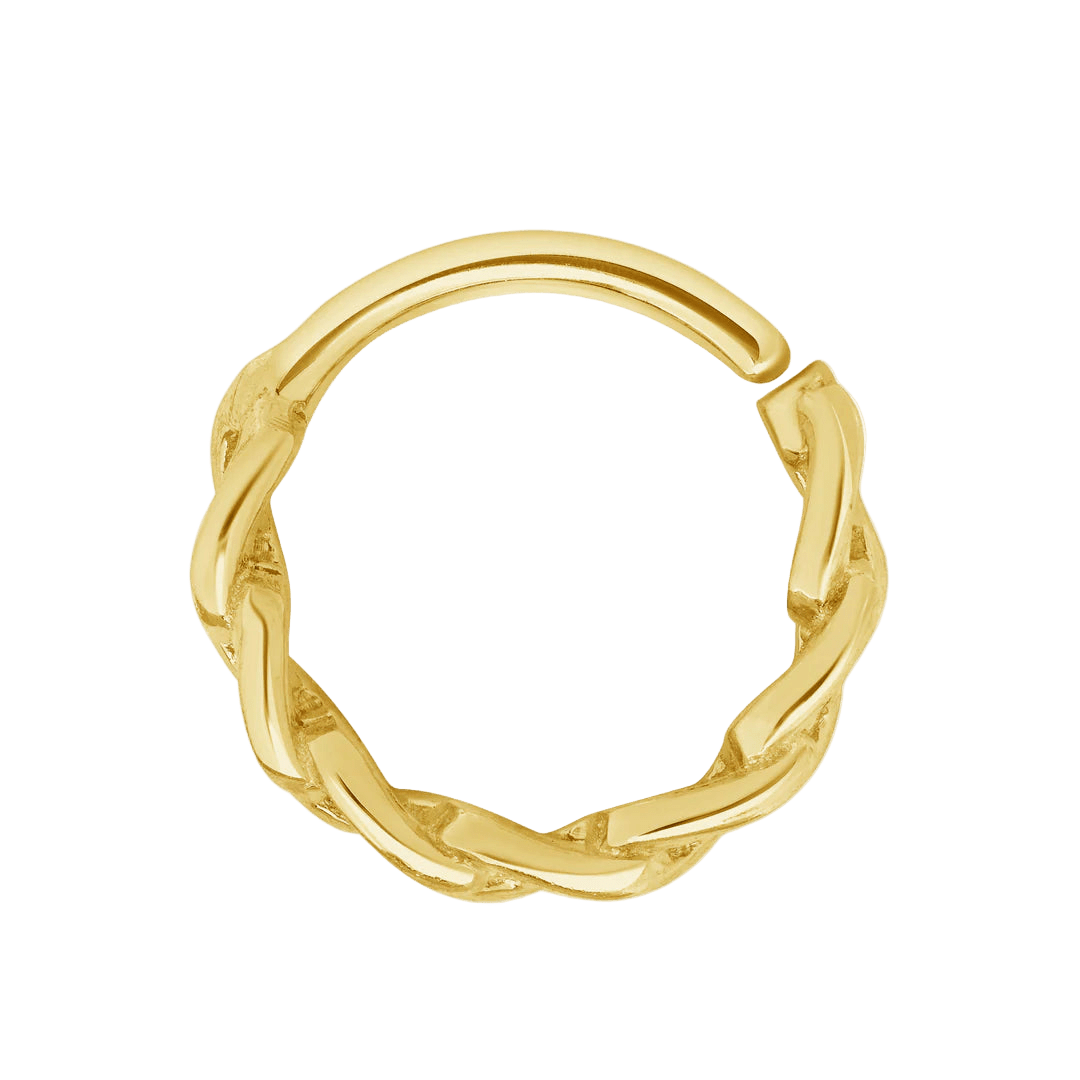 Chain Link Seamless Ring – 14K Gold Cup & Divot Design - piercing - zone.com