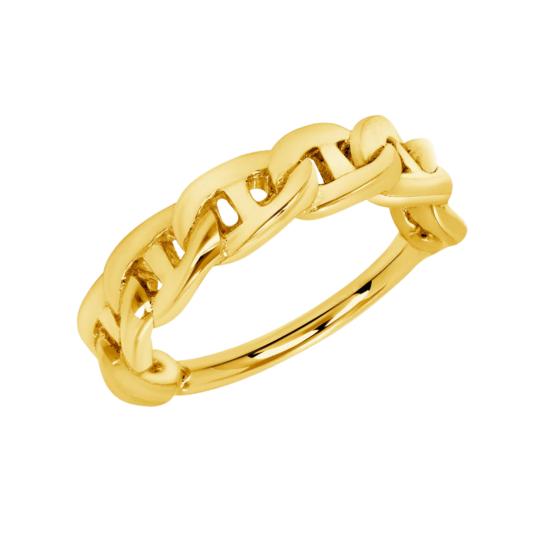 Chain Link Seamless Ring – 14K Gold Cup & Divot Design - piercing - zone.com